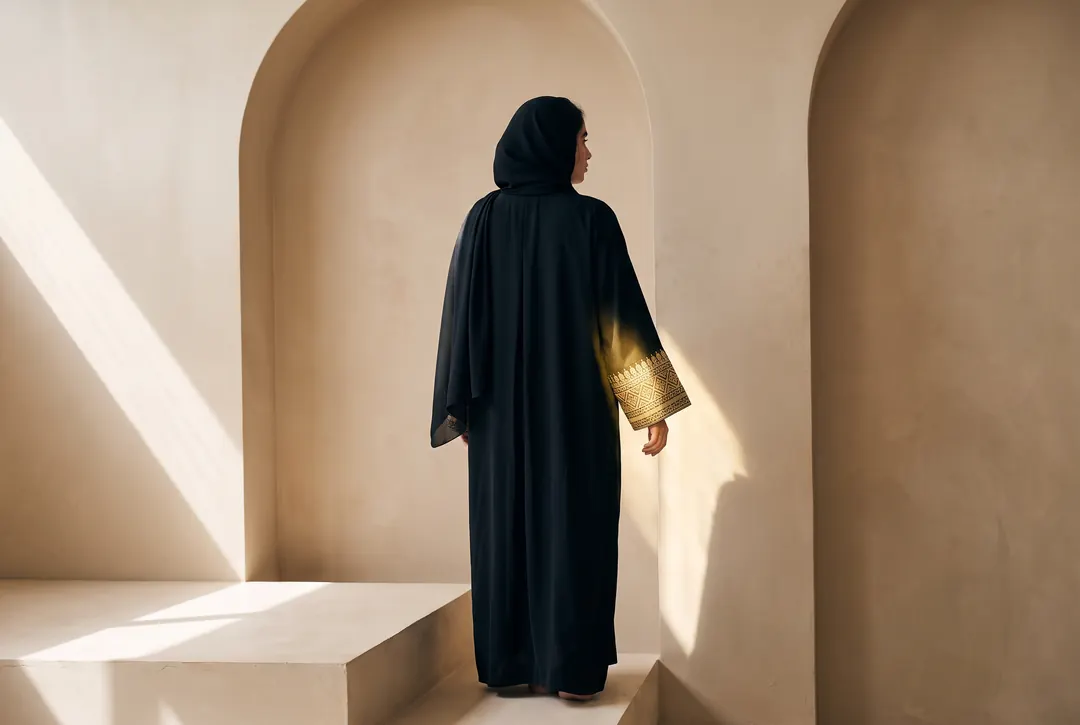 Back view of the abaya in the plaster arch set