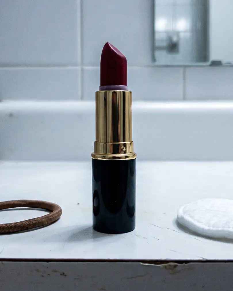 Lipstick on a bathroom counter, shot on a phone